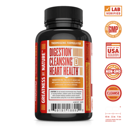 Zhou Nutrition Cider Detox supplement formula for digestion, cleansing and heart health. Lab verified, good manufacturing practices, made in the USA with global ingredients, made with non-GMO ingredients, complete digestive cleanse.